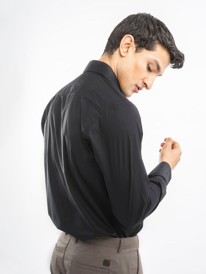 Brumano Ready To Wear Shirts Men 1 Piece Cotton Classic Black Satin Formal Shirt 0-31-025-4428 - Summer Collection