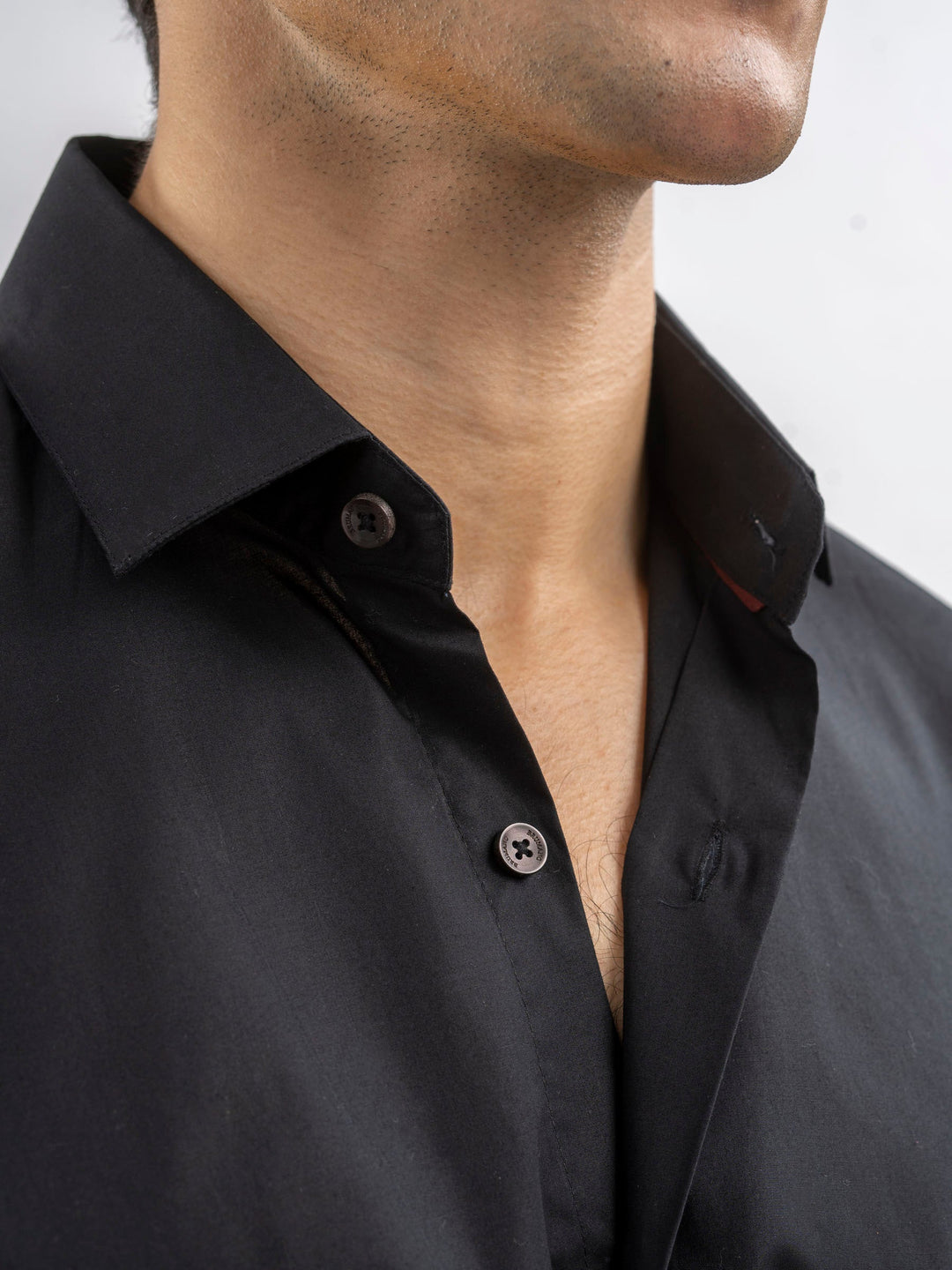 Brumano Ready To Wear Shirts Men 1 Piece Cotton Classic Black Satin Formal Shirt 0-31-025-4428 - Summer Collection