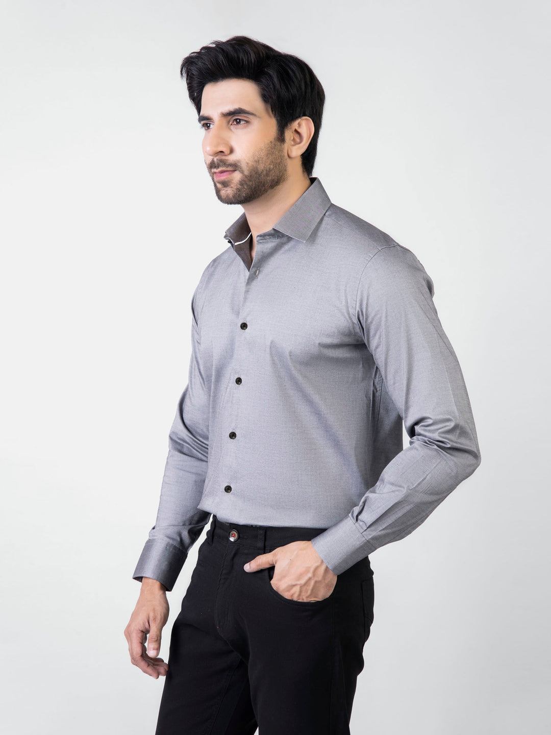 Brumano Ready To Wear Shirts Men 1 Piece Cotton Classic Grey Formal Shirt 0-31-025-3360 - Summer Collection