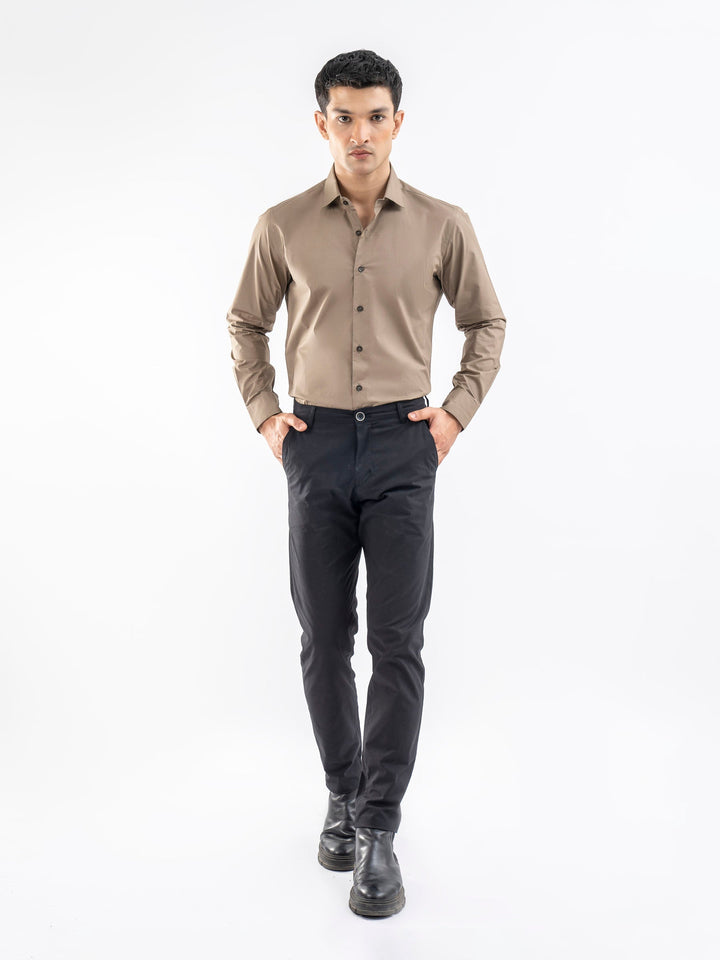 Brumano Ready To Wear Shirts Men 1 Piece Cotton Classic Light Olive Satin Formal Shirt 0-31-025-4202 - Summer Collection