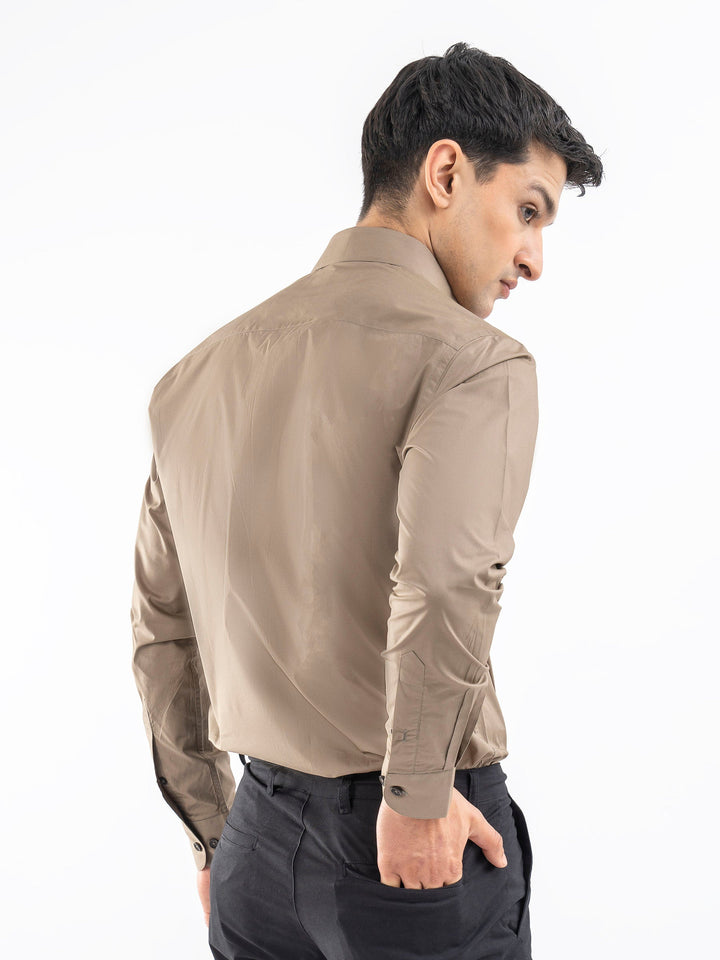 Brumano Ready To Wear Shirts Men 1 Piece Cotton Classic Light Olive Satin Formal Shirt 0-31-025-4202 - Summer Collection