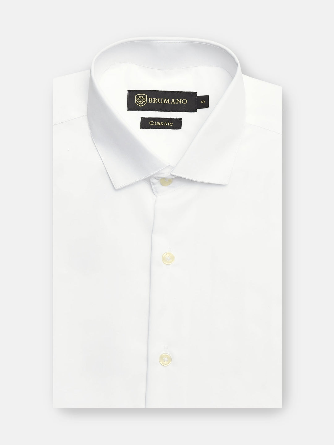 Brumano Mens RTW Solids Cotton Shirt Classic White Satin Casual Collection