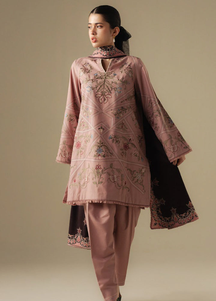 Coco by Zara Shahjahan Unstitched Winter Karandi Embroidered Suits 3 Piece CZS25WU D-04 A Coral - Winter Collection