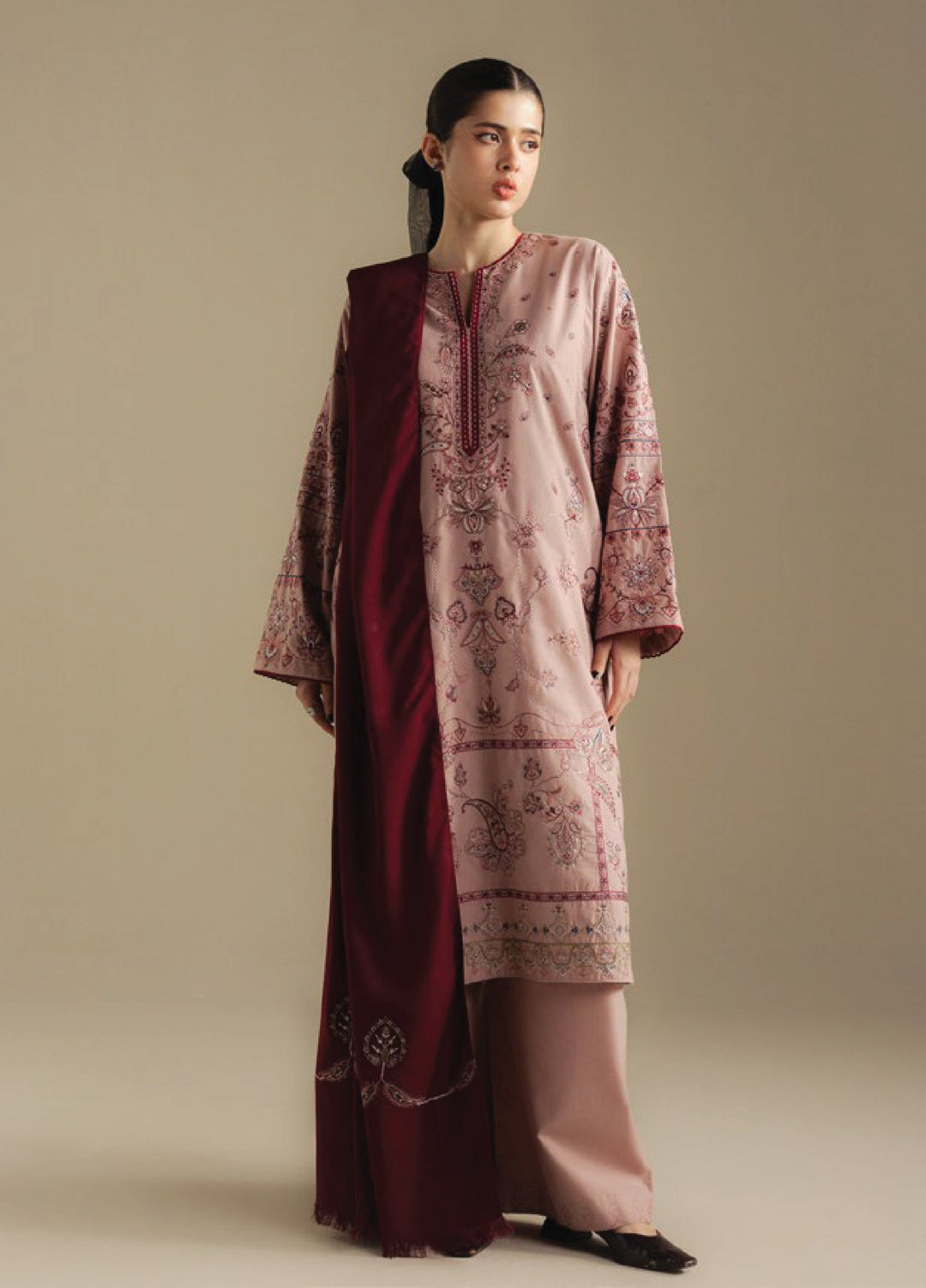 Coco by Zara Shahjahan Unstitched Winter Karandi Embroidered Suits 3 Piece CZS25WU D-06 A Bloom - Winter Collection