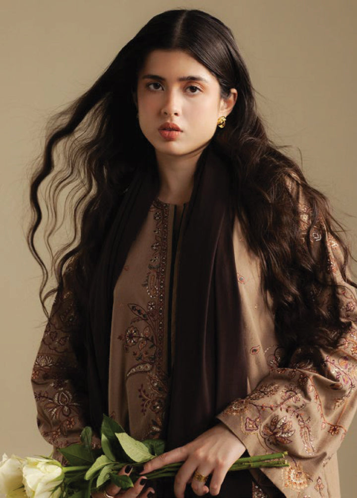 Coco by Zara Shahjahan Unstitched Winter Karandi Embroidered Suits 3 Piece CZS25WU D-06 B Bloom - Winter Collection