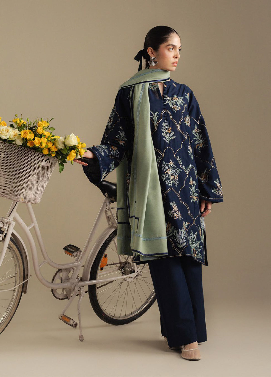 Coco by Zara Shahjahan Unstitched Winter Khaddar Embroidered Suits 3 Piece CZS25WU D-01 B Amber - Winter Collection