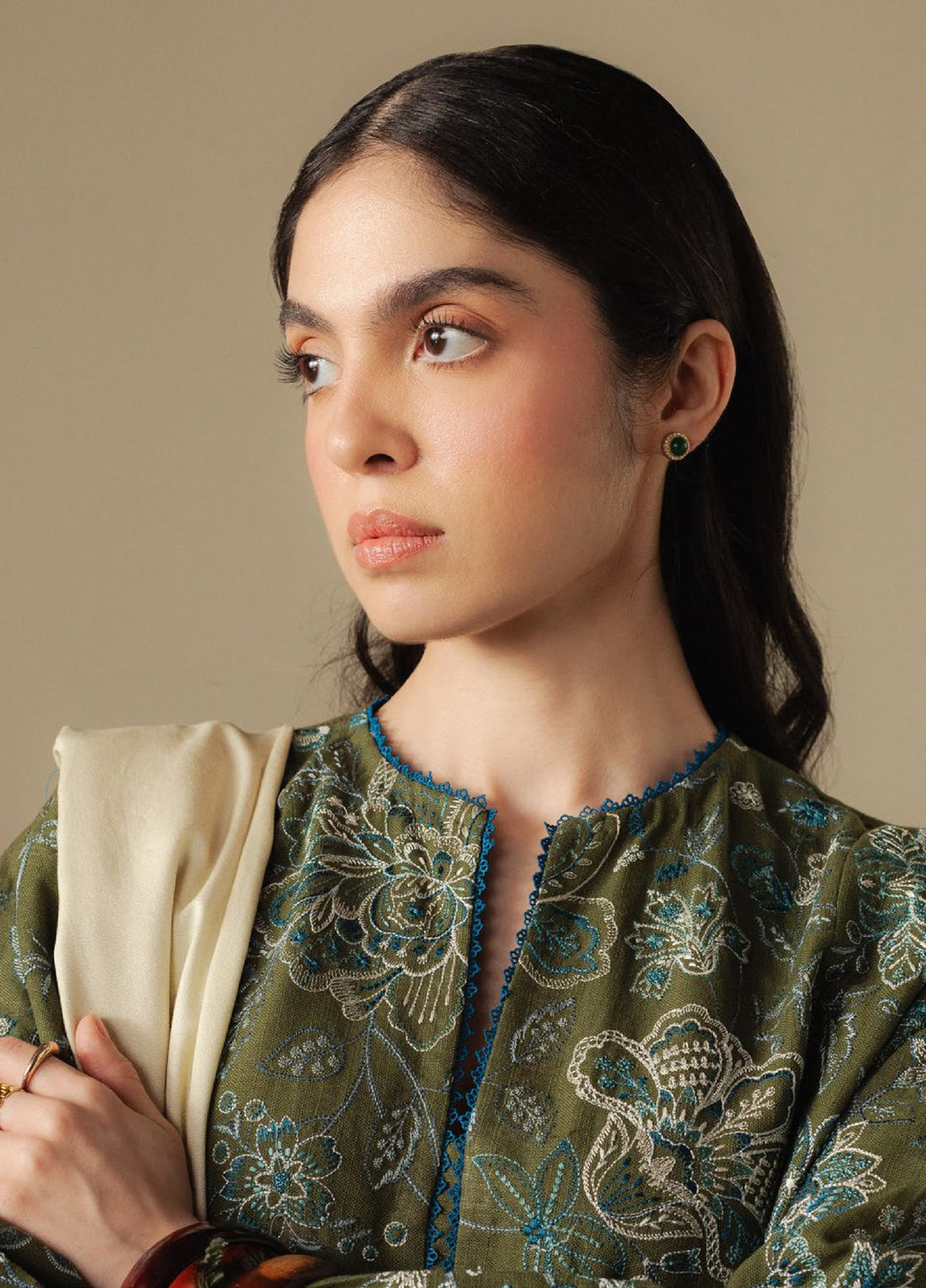 Coco by Zara Shahjahan Unstitched Winter Khaddar Embroidered Suits 3 Piece CZS25WU D-02 A Mist - Winter Collection