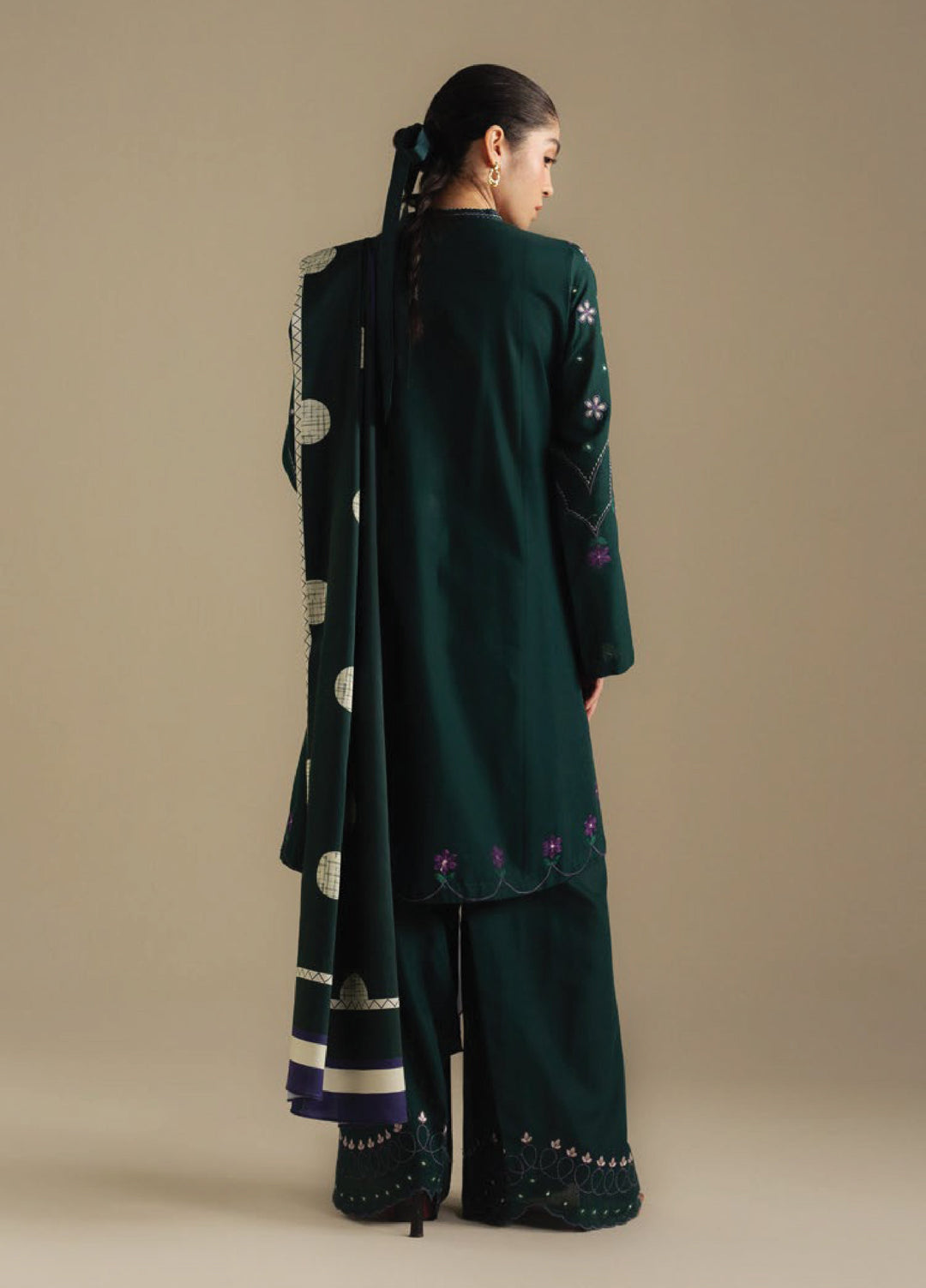 Coco by Zara Shahjahan Unstitched Winter Khaddar Embroidered Suits 3 Piece CZS25WU D-08 A Fawn - Winter Collection