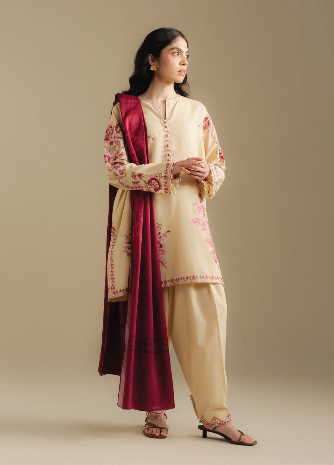 Coco by Zara Shahjahan Unstitched Winter Khaddar Embroidered Suits 3 Piece CZS25WU D-10 A Snowdrop - Winter Collection