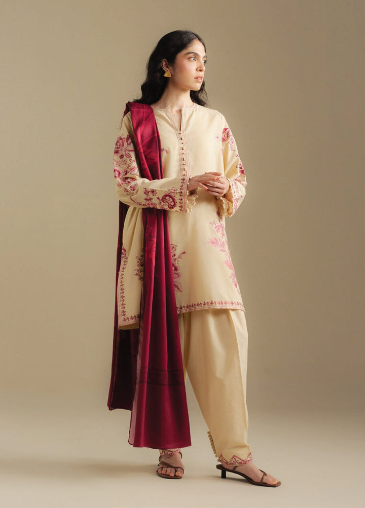 Coco by Zara Shahjahan Unstitched Winter Khaddar Embroidered Suits 3 Piece CZS25WU D-10 A Snowdrop - Winter Collection