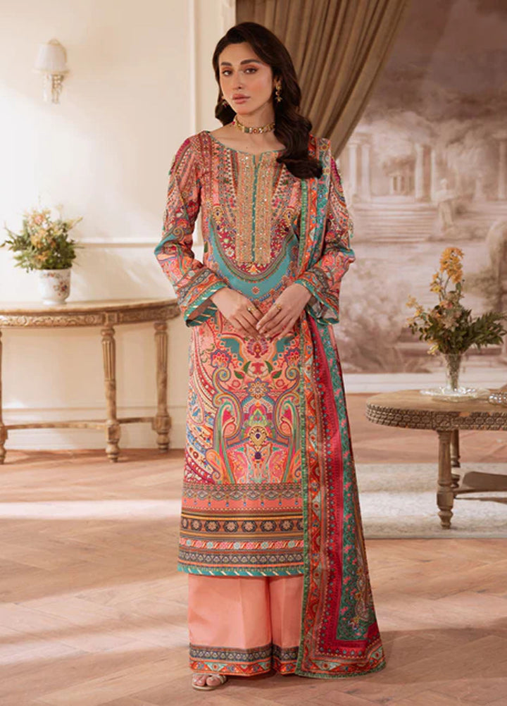 Veloure by Gulaal Embroidered Silk Suits Unstitched 3 Piece GL25VU GS - 08 Coral Eclat - Festive Collection
