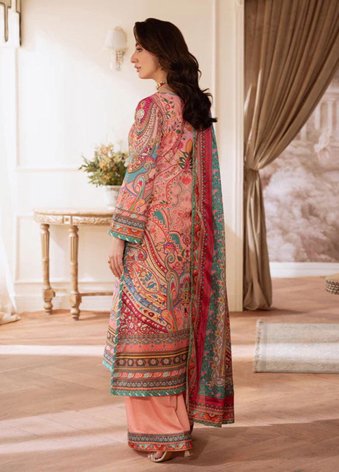 Veloure by Gulaal Embroidered Silk Suits Unstitched 3 Piece GL25VU GS - 08 Coral Eclat - Festive Collection