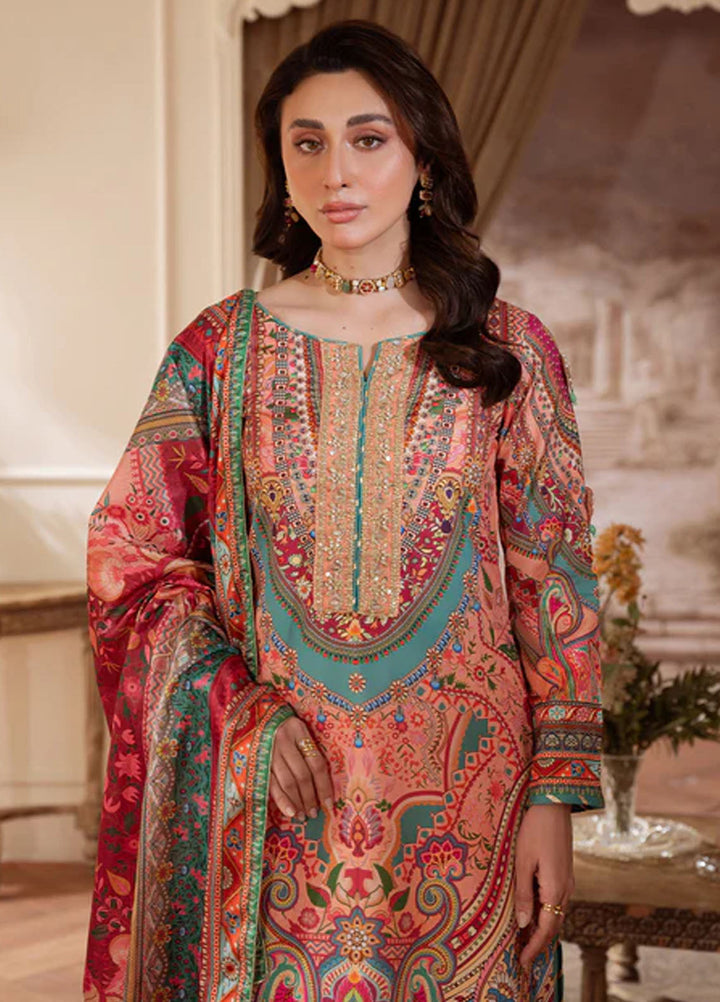 Veloure by Gulaal Embroidered Silk Suits Unstitched 3 Piece GL25VU GS - 08 Coral Eclat - Festive Collection