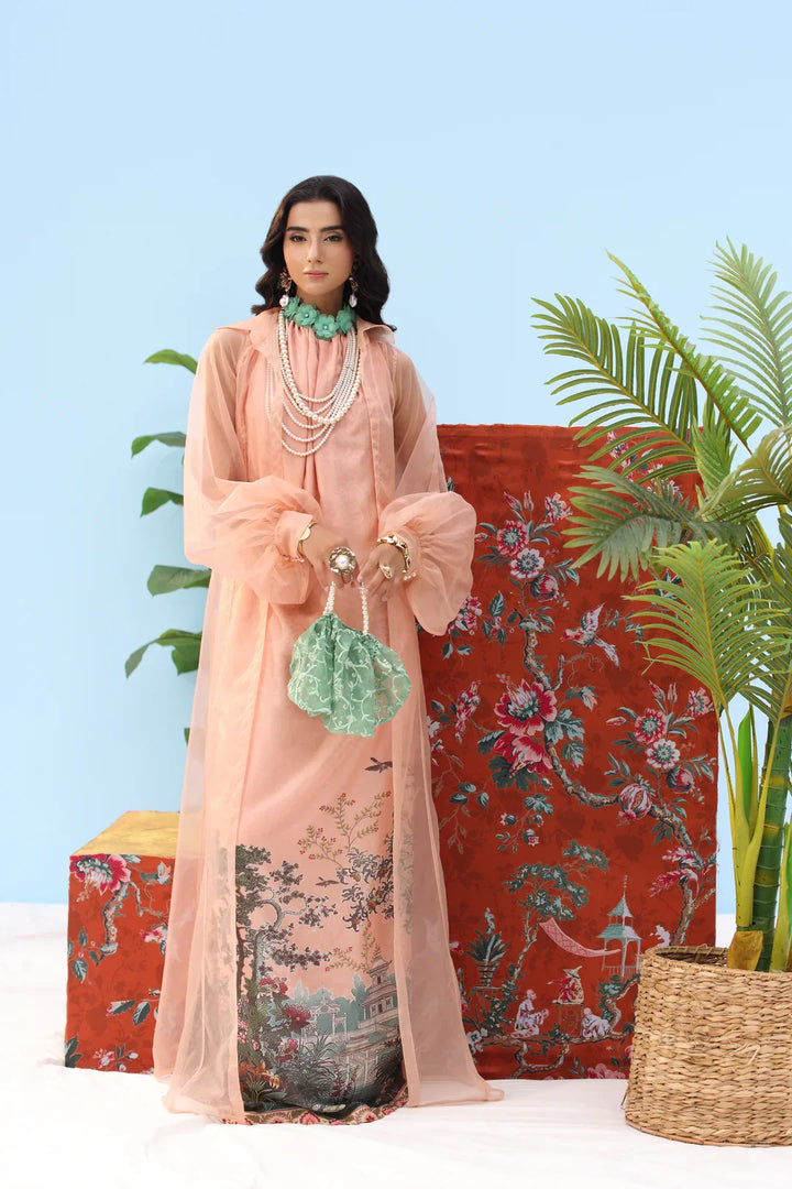 Resort by Musferah Pret Printed Organza 2 Piece Suit Coral Horizon