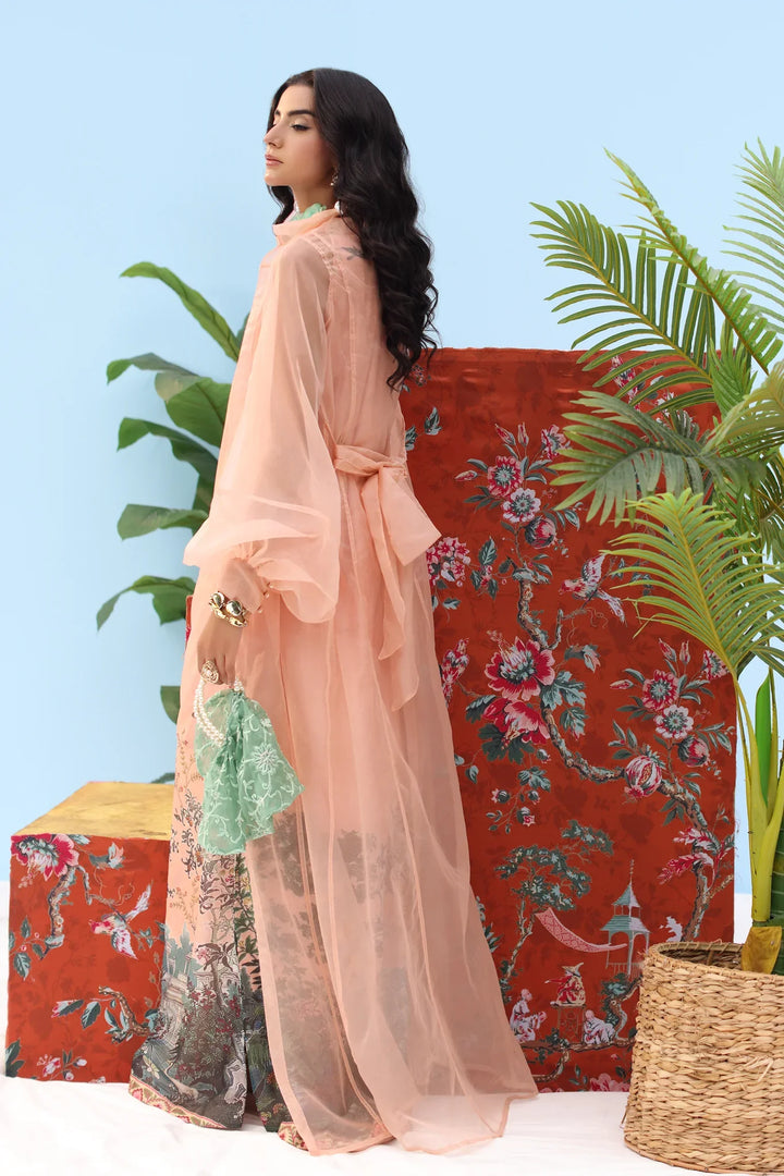 Resort by Musferah Pret Printed Organza 2 Piece Suit Coral Horizon