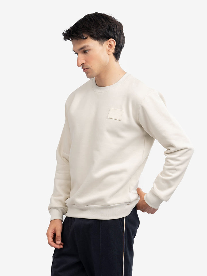 Brumano Mens RTW Solids Cotton 1 Piece Cream Heavy Crew Neck Winter Collection