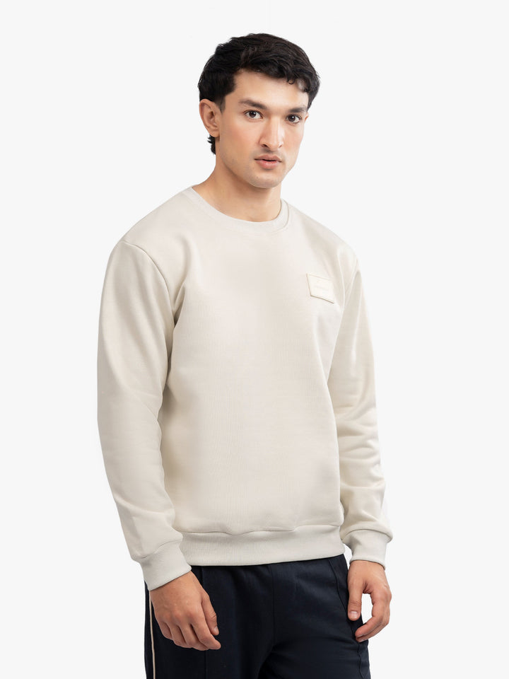 Brumano Mens RTW Solids Cotton 1 Piece Cream Heavy Crew Neck Winter Collection