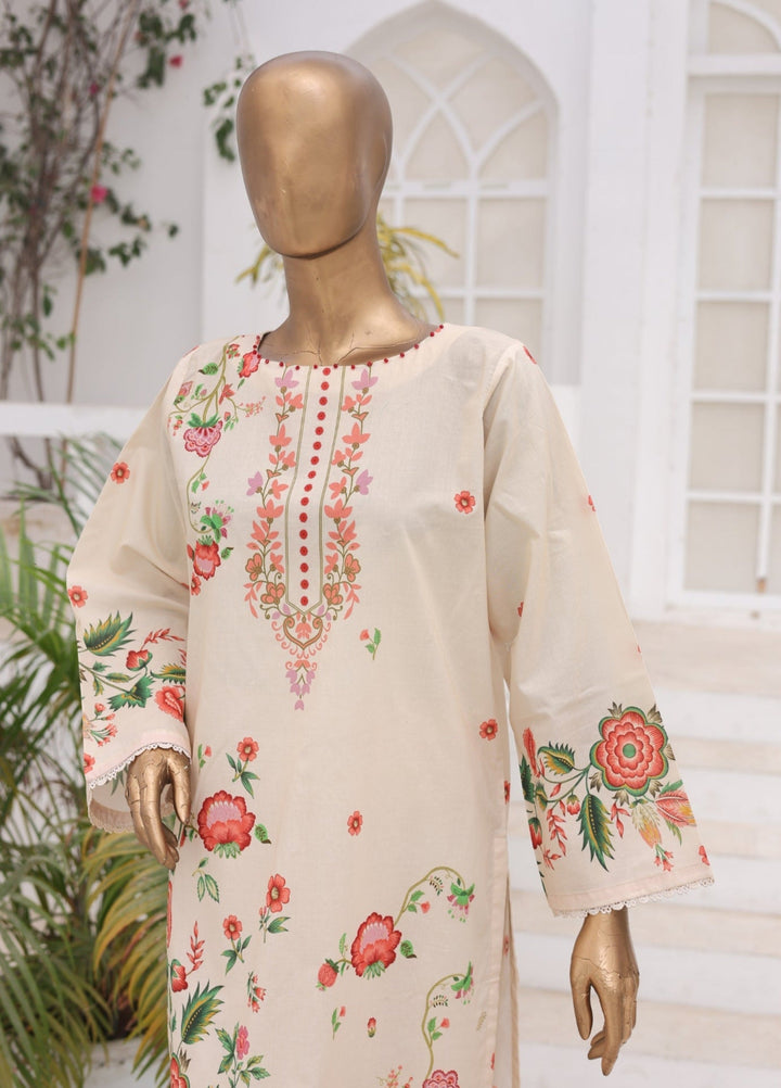 Suntex Fabrics Women RTW Printed Lawn 2 Piece Suit Cream - Casual Collection