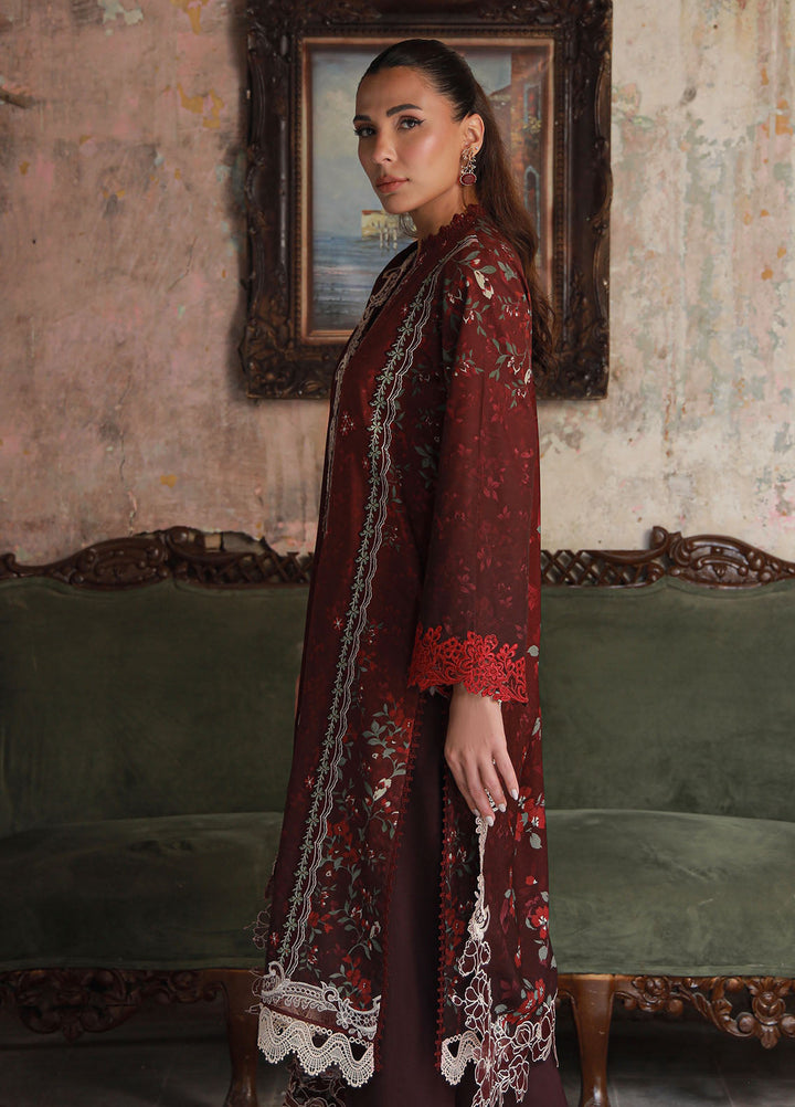 Sahar Embroidered Cotton Viscose Suits Unstitched 3 Piece SHR25FU AW1-25-16 Crimson Amour - Winter Collection