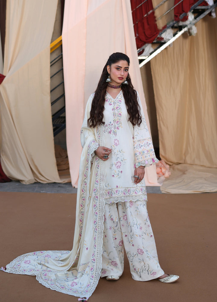 Cross Stitch Unstitched Embroidered Khaddar 3 Piece Suit CS26UW Alabaster Bloom - Winter Collection