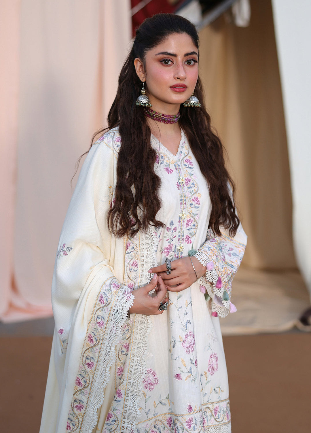 Cross Stitch Unstitched Embroidered Khaddar 3 Piece Suit CS26UW Alabaster Bloom - Winter Collection