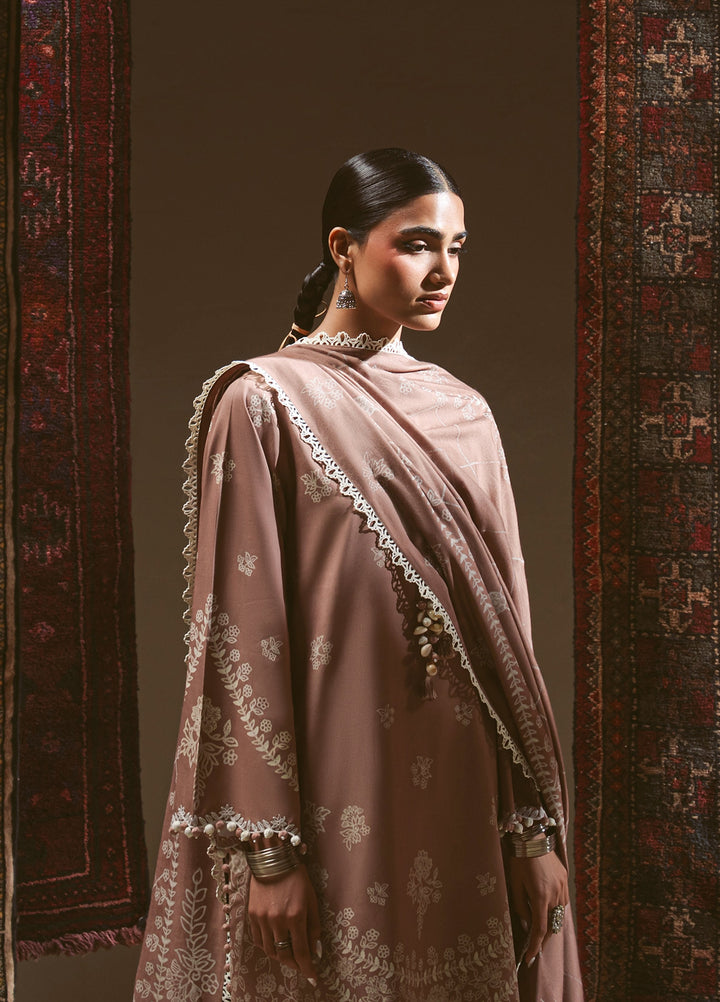 Cross Stitch Unstitched Printed Linen 3 Piece Suit CS25UW Cocoa Musk - Winter Collection