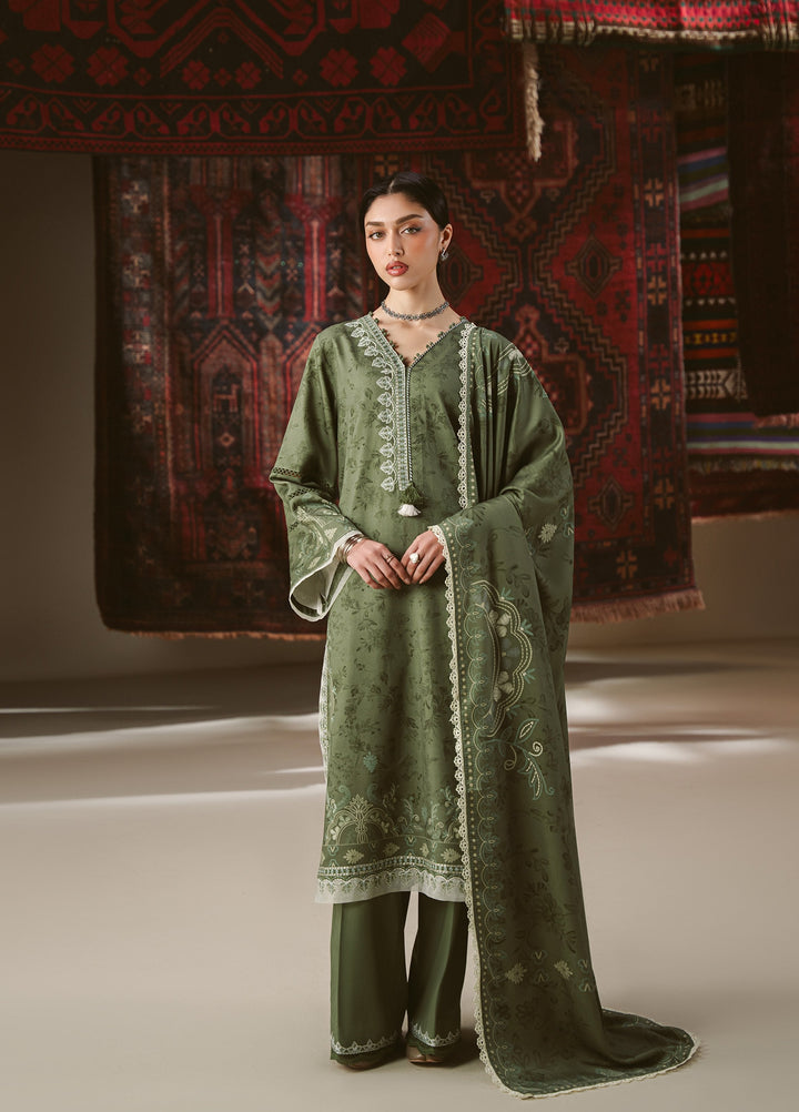 Cross Stitch Unstitched Printed Marina 3 Piece Suit CS25UW Forest Stitch  - Winter Collection