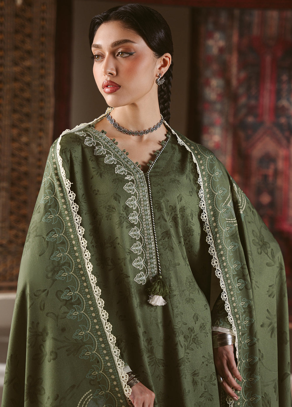 Cross Stitch Unstitched Printed Marina 3 Piece Suit CS25UW Forest Stitch  - Winter Collection