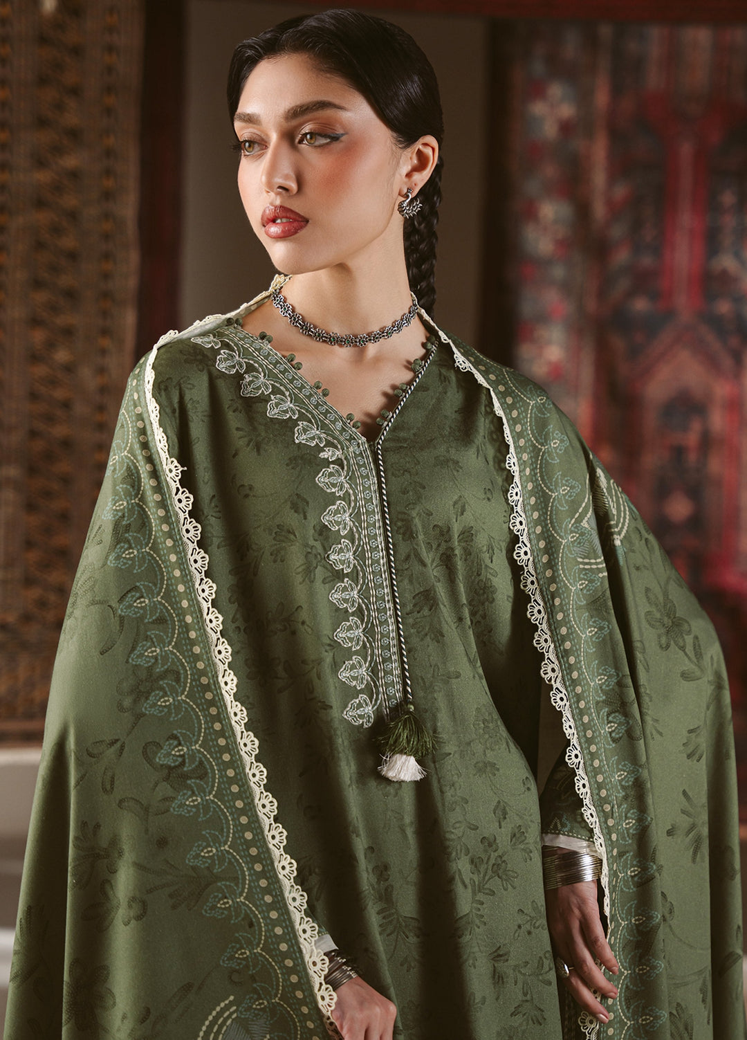 Cross Stitch Unstitched Printed Marina 3 Piece Suit CS26UW Forest Stitch  - Winter Collection
