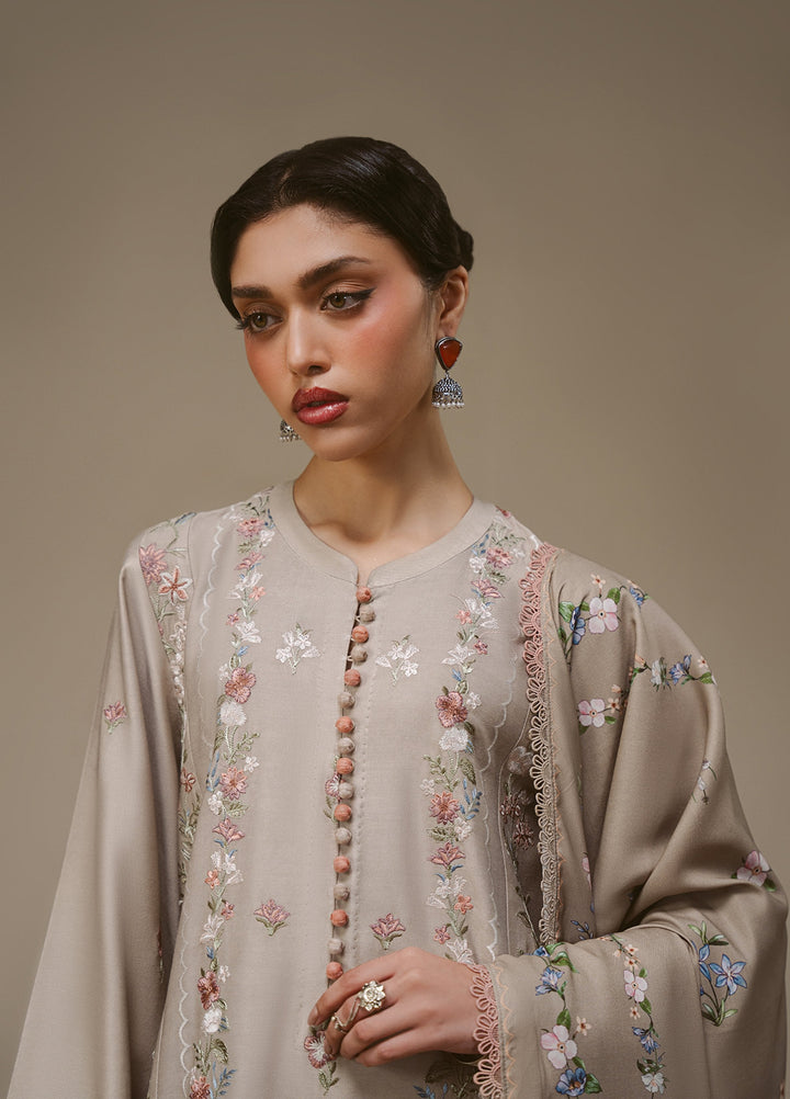 Cross Stitch Unstitched Embroidered Marina 3 Piece Suit CS25UW Gray Luxe - Winter Collection