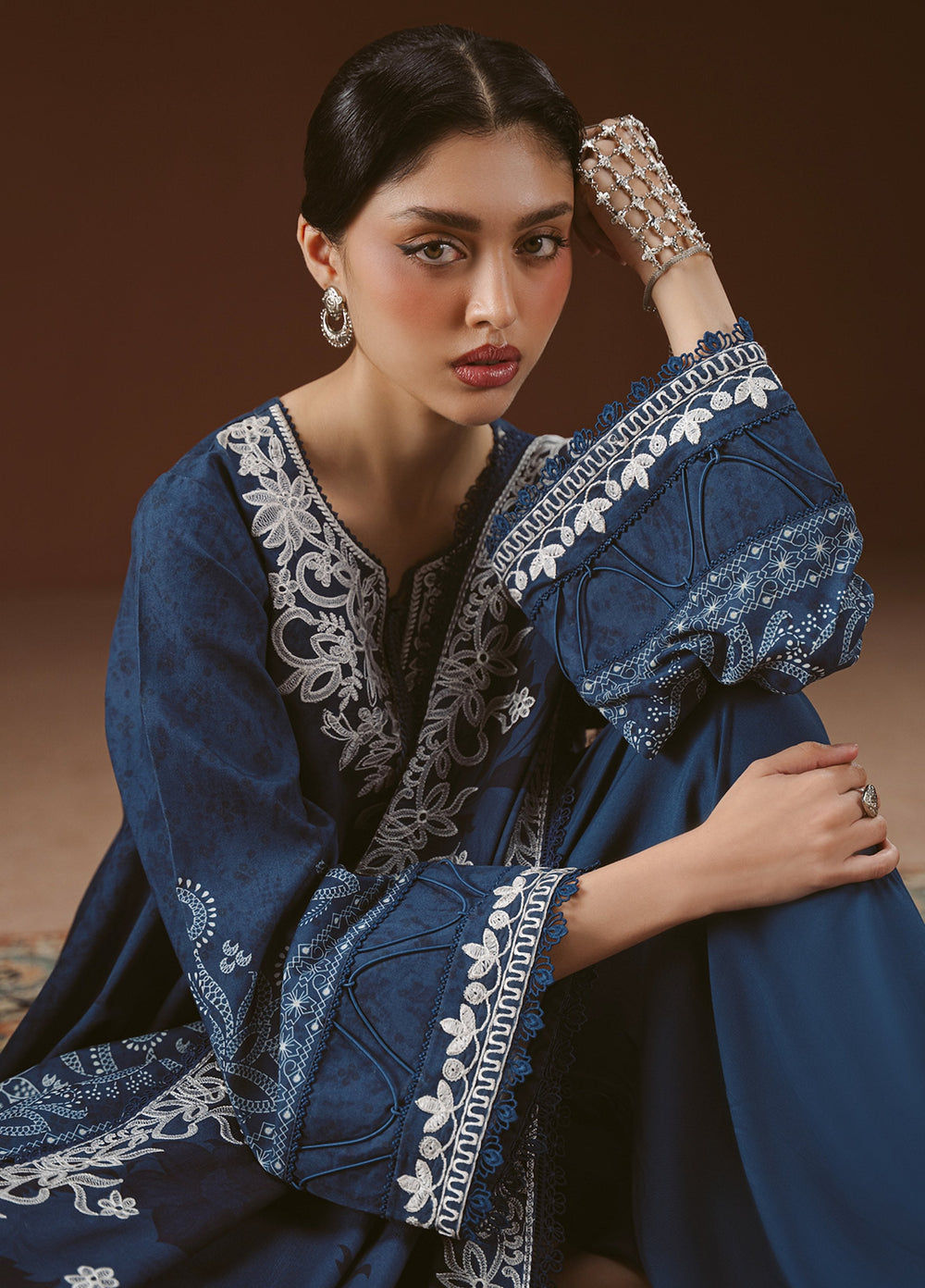 Cross Stitch Unstitched Embroidered Linen 3 Piece Suit CS26UW Misted Teal - Winter Collection