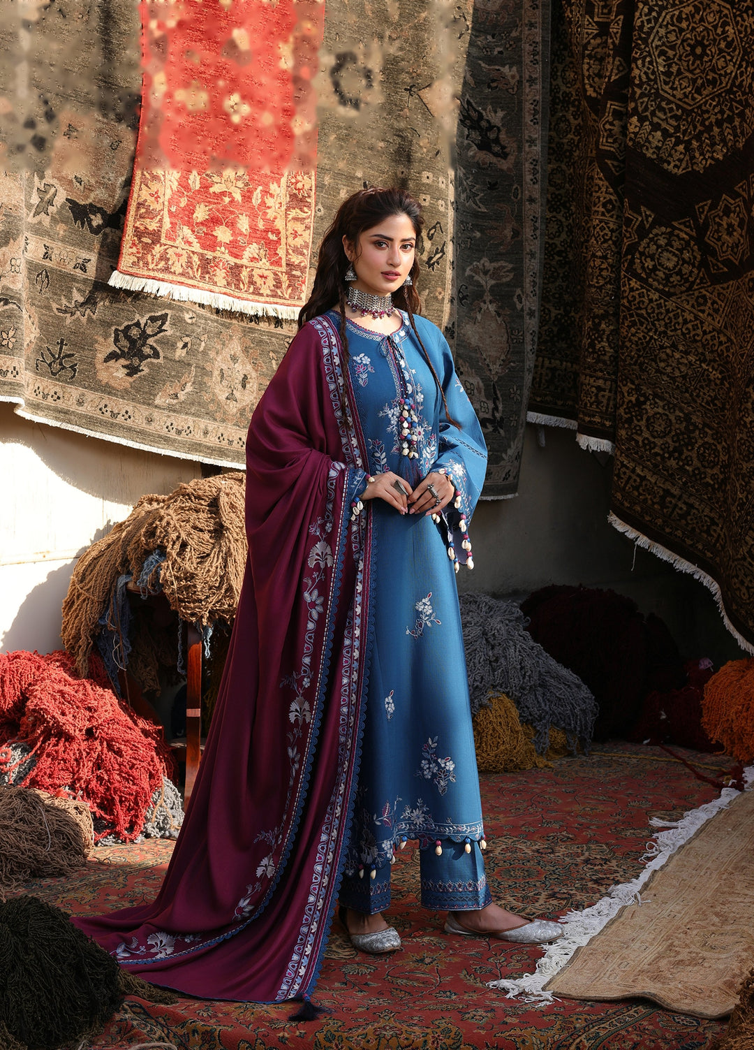 Cross Stitch Unstitched Embroidered Khaddar 3 Piece Suit CS25UW Ocean Reverie - Winter Collection