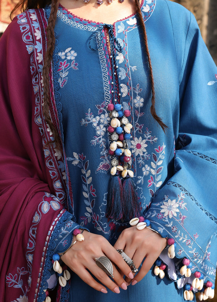 Cross Stitch Unstitched Embroidered Khaddar 3 Piece Suit CS25UW Ocean Reverie - Winter Collection
