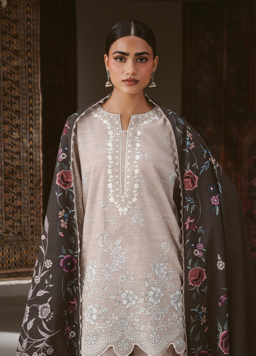 Cross Stitch Unstitched Printed Khaddar 3 Piece Suit CS26UW Petal Haze - Winter Collection