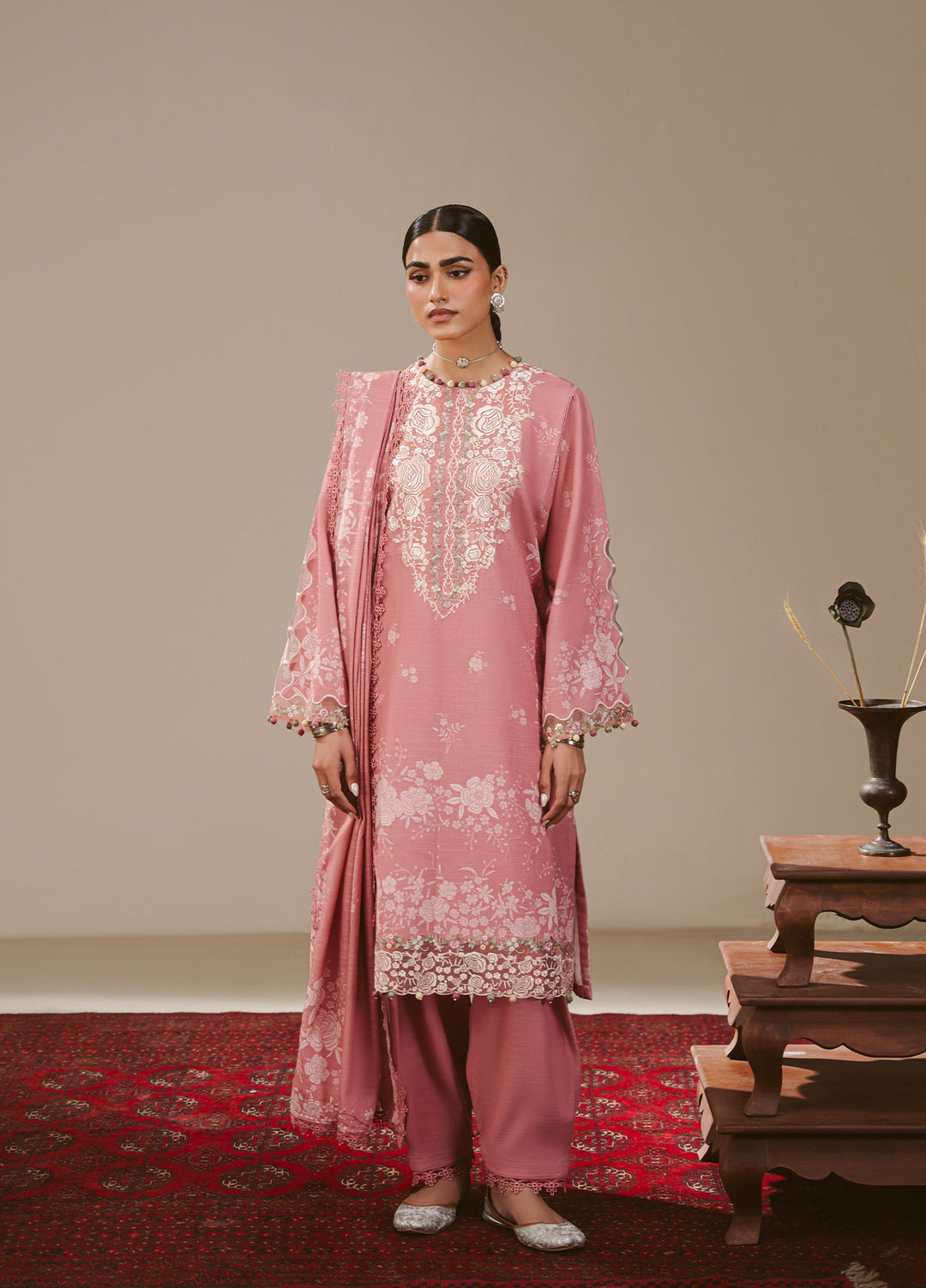 Cross Stitch Unstitched Printed Khaddar 3 Piece Suit CS25UW Pink Allure - Winter Collection