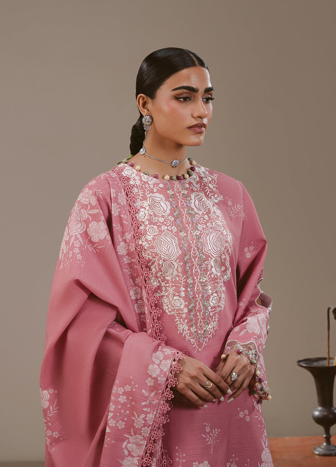Cross Stitch Unstitched Printed Khaddar 3 Piece Suit CS26UW Pink Allure - Winter Collection