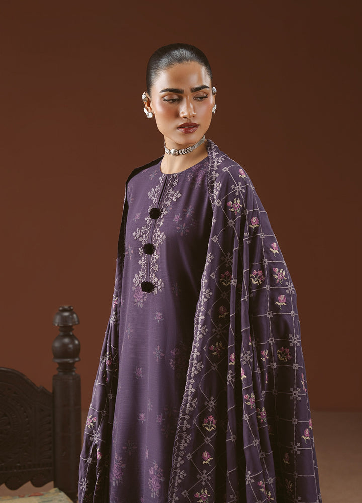 Cross Stitch Unstitched Printed Khaddar 3 Piece Suit CS26UW Purple Mosaic - Winter Collection