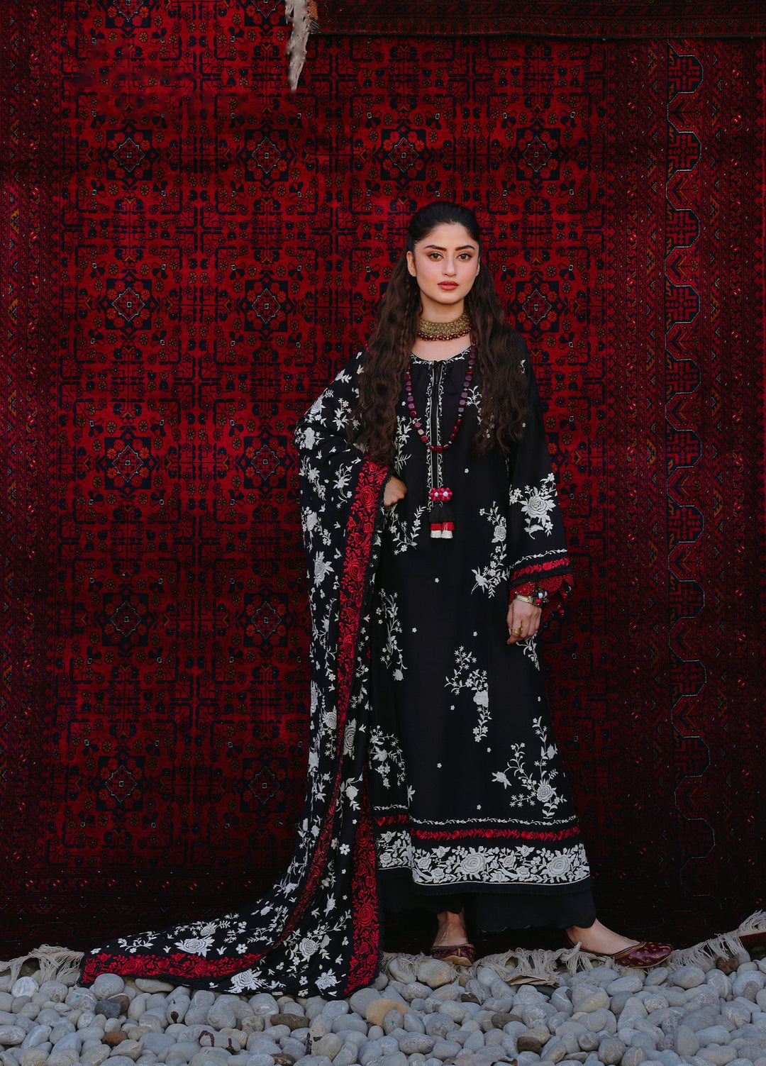 Cross Stitch Unstitched Embroidered Marina 3 Piece Suit CS25UW Raven Orchid - Winter Collection