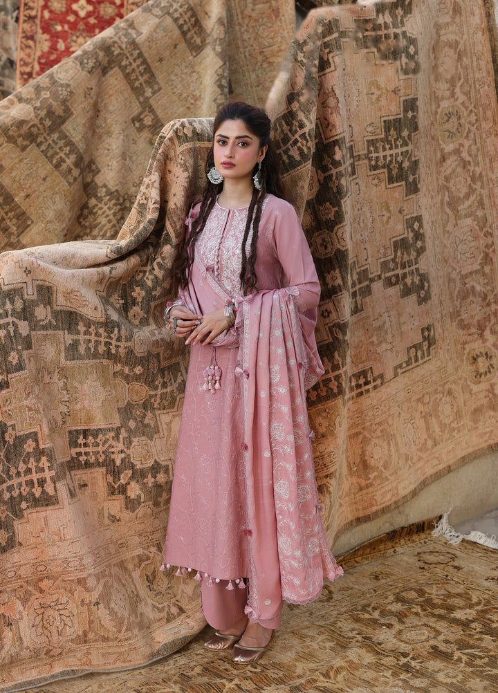 Cross Stitch Unstitched Embroidered Linen 3 Piece Suit CS25UW Rose Melody - Winter Collection