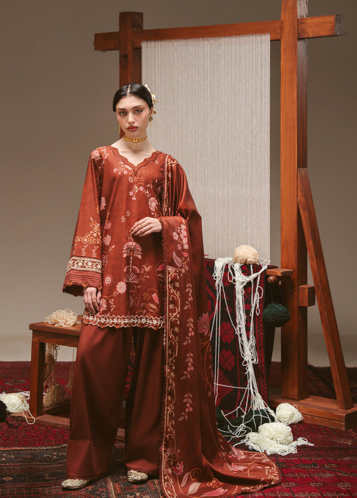 Cross Stitch Unstitched Printed Marina 3 Piece Suit CS25UW Sepia Grace  - Winter Collection