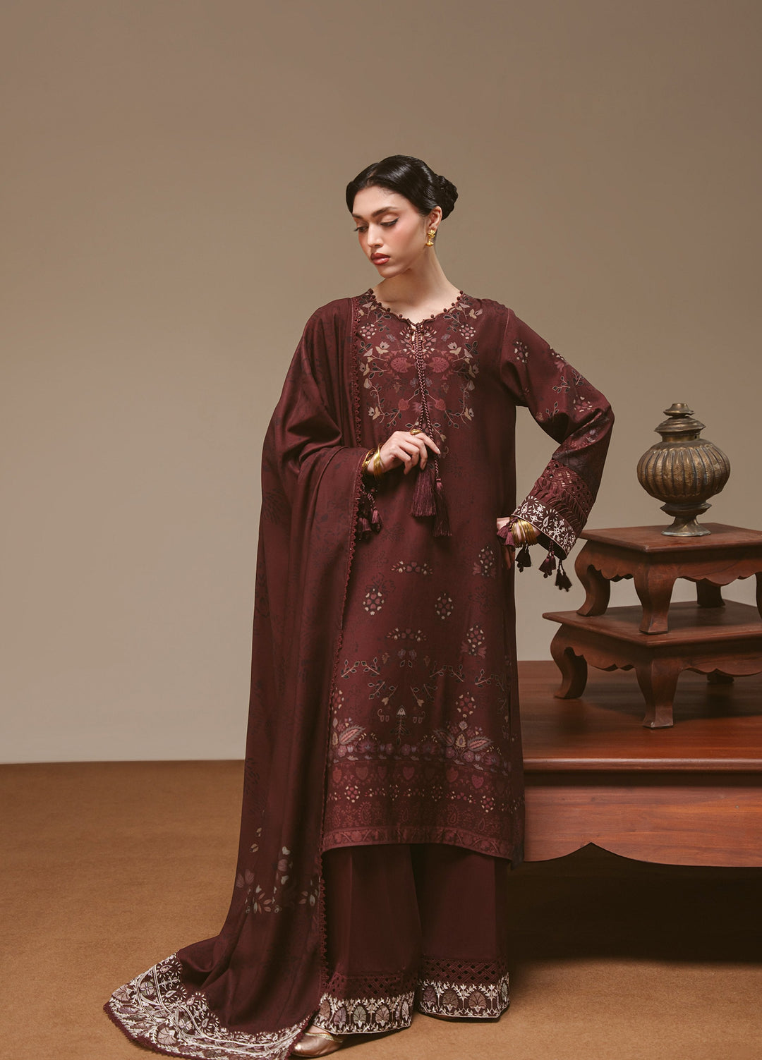 Cross Stitch Unstitched Printed Marina 3 Piece Suit CS25UW Tera Threads - Winter Collection