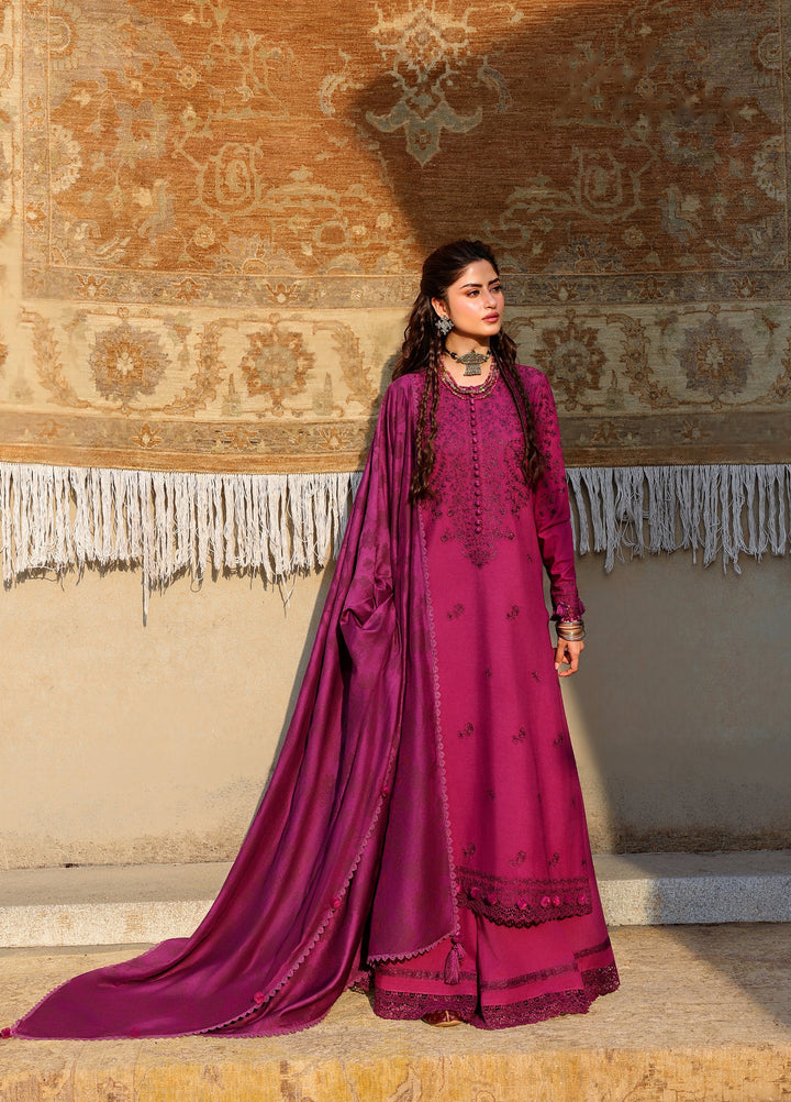 Cross Stitch Unstitched Embroidered Linen 3 Piece Suit CS26UW Velvet Fuchsia - Winter Collection