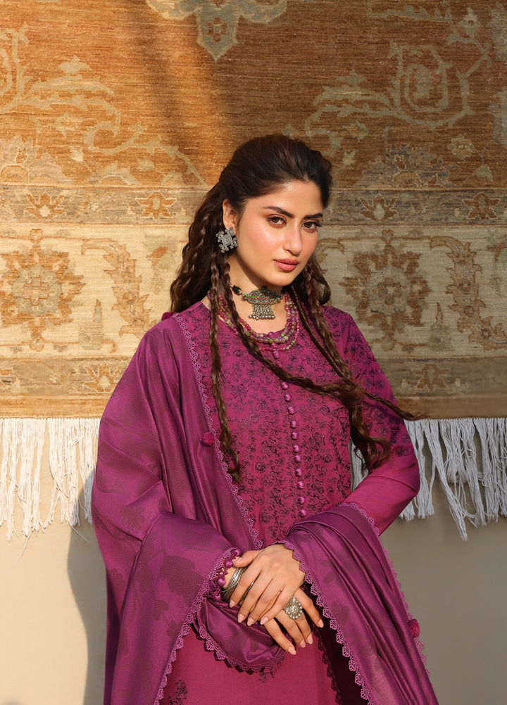 Cross Stitch Unstitched Embroidered Linen 3 Piece Suit CS26UW Velvet Fuchsia - Winter Collection