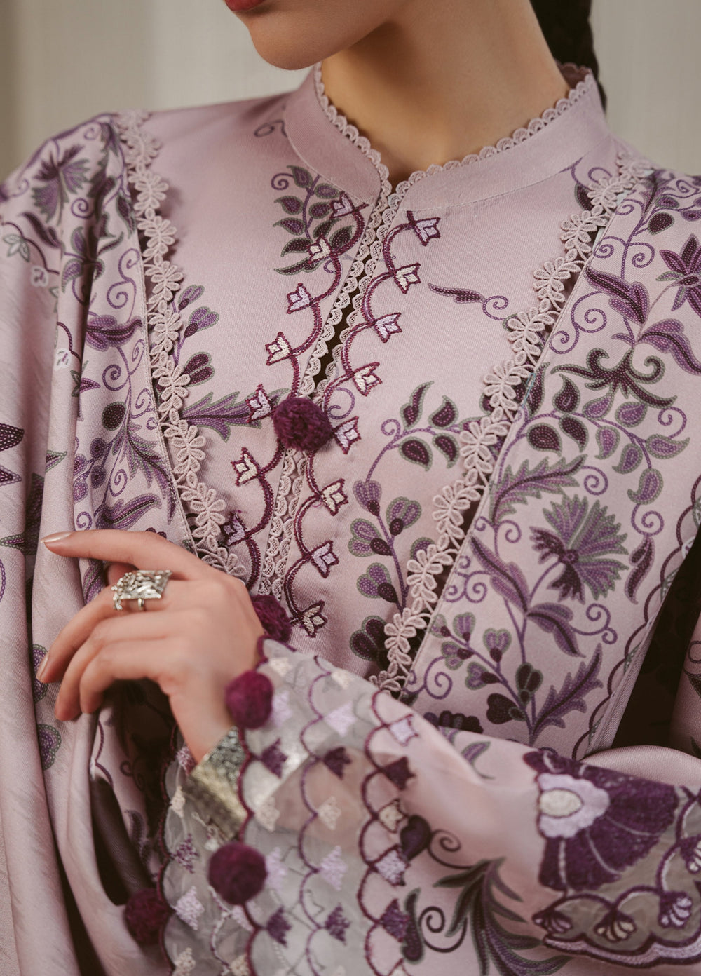 Cross Stitch Unstitched Printed Marina 3 Piece Suit CS25UW Violet Mist - Winter Collection