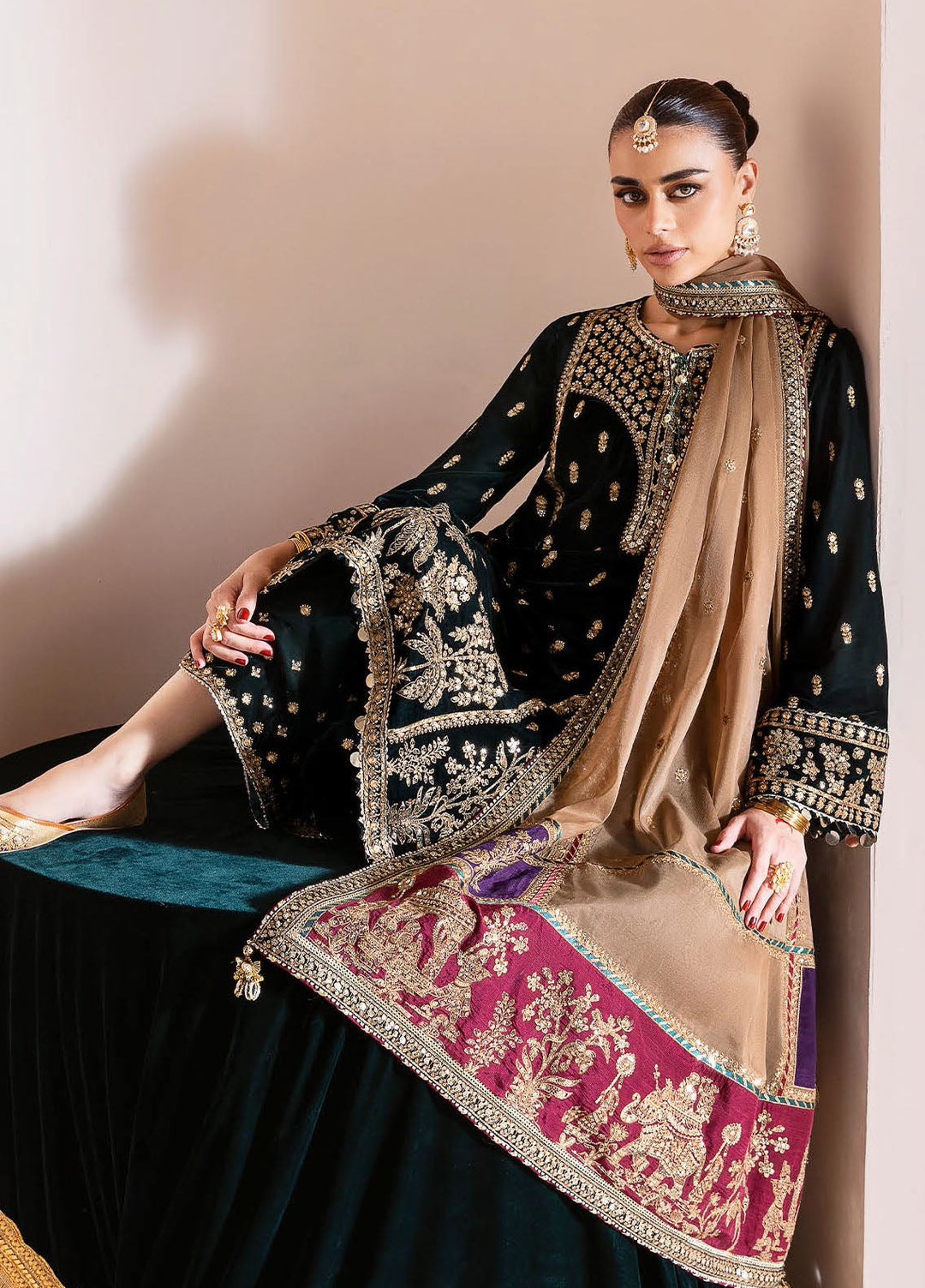 Jazmin Embroidered Velvet Suits Unstitched 3 Piece JZ25CU Cvf D-01 Raani - Formals Collection