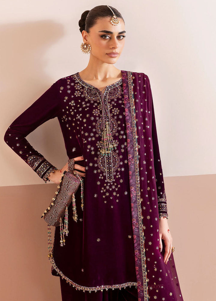 Jazmin Embroidered Velvet Suits Unstitched 3 Piece JZ25CU Cvf D-05 Roshaneh - Formals Collection