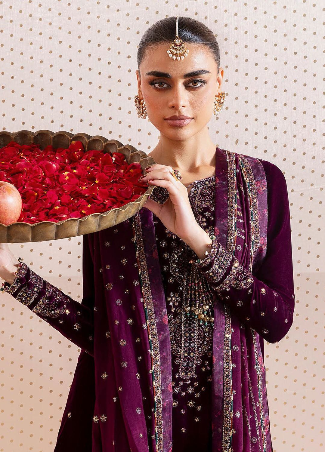 Jazmin Embroidered Velvet Suits Unstitched 3 Piece JZ25CU Cvf D-05 Roshaneh - Formals Collection