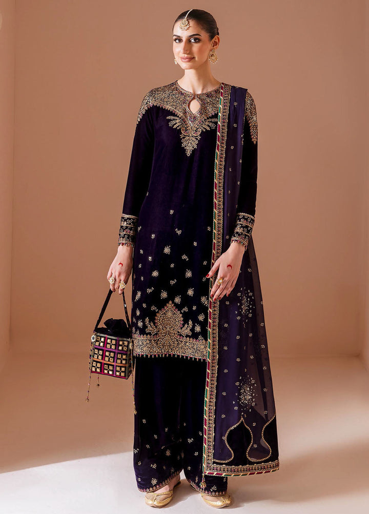 Jazmin Embroidered Velvet Suits Unstitched 3 Piece JZ25CU Cvf D-08 Nilofer - Formals Collection