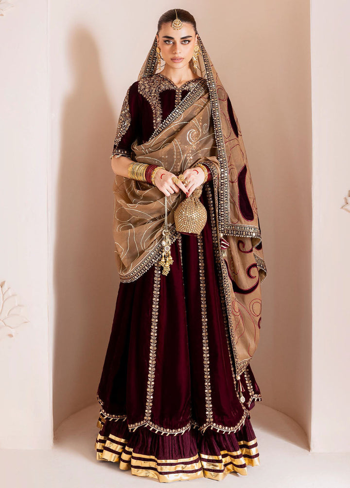 Jazmin Embroidered Velvet Suits Unstitched 3 Piece JZ25CU Cvf D-12 Gulmira - Formals Collection