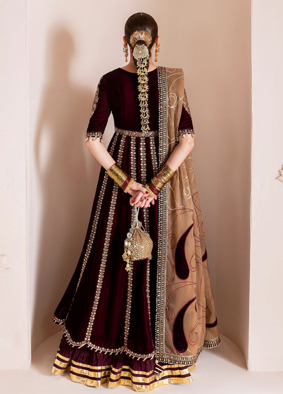 Jazmin Embroidered Velvet Suits Unstitched 3 Piece JZ25CU Cvf D-12 Gulmira - Formals Collection